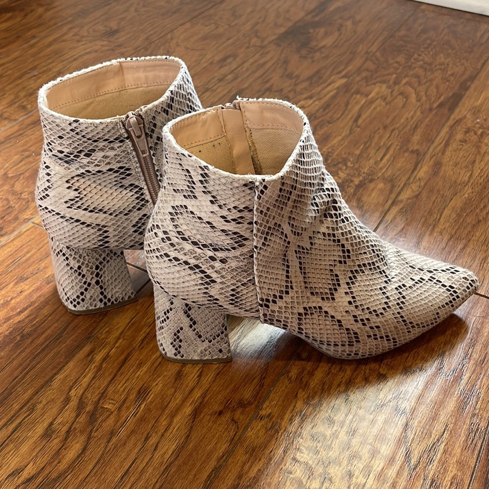 Snakeskin booties